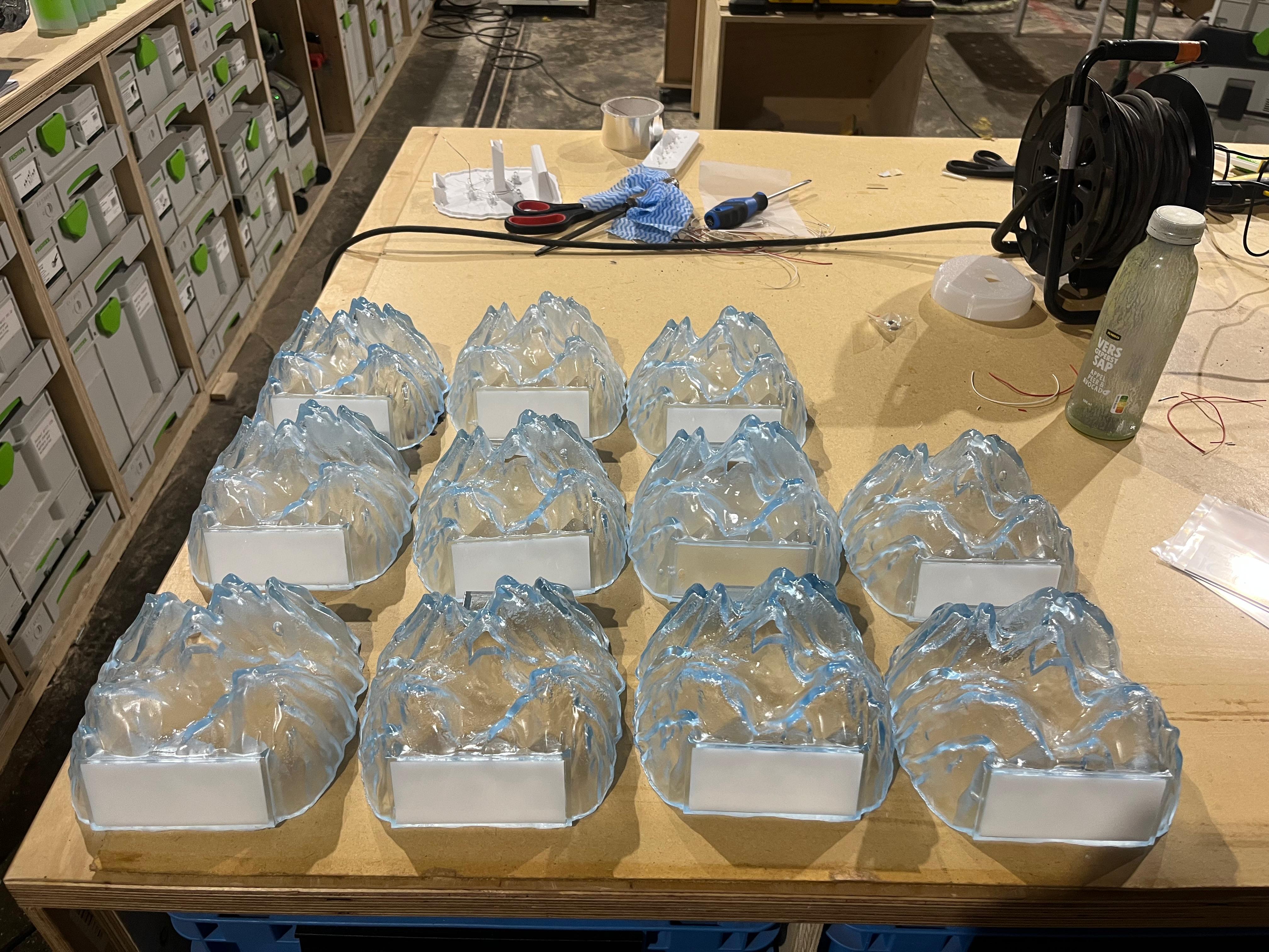 Finished cast bases ready for electronics